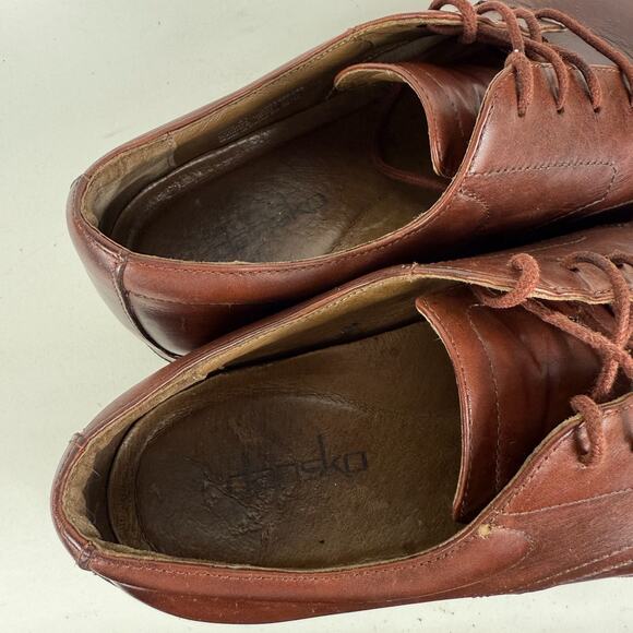 Dansko Josh Oxford Men's 7 Brown Leather Lace-Up Low Top Classic Dress Shoes - Picture 9 of 10
